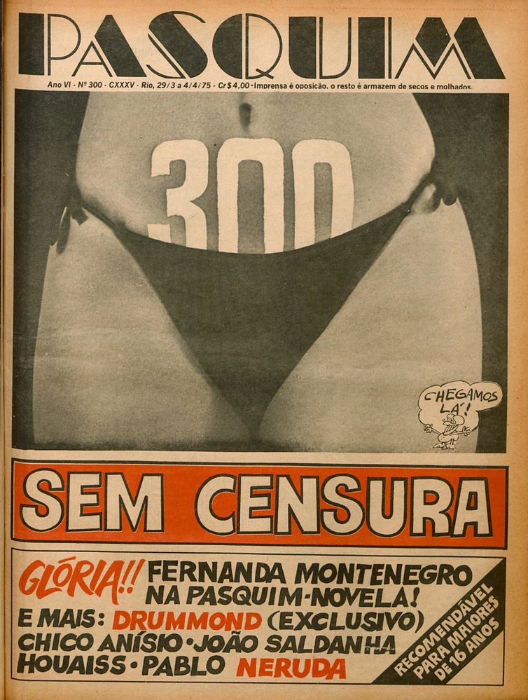 Capa de edição do jornal O Pasquim. Foto: Paquim/Reprodução
